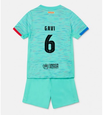 Barcelona Paez Gavi #6 Tercera Equipación Niños 2023-24 Manga Corta (+ Pantalones cortos)